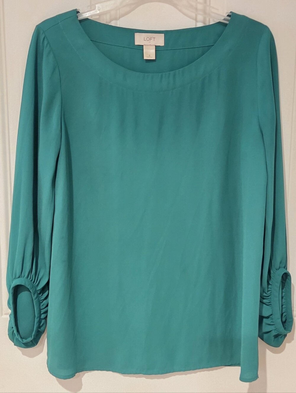 LOFT Teal Green Long-Sleeve Blouse - Size S